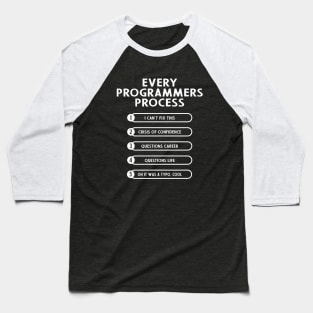Every Programmers Process - Funny Programming coding Baseball T-Shirt
